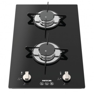 1 - Thetford Topline 922 Réchaud à gaz en verre noir pour camping-car et fourgon 30,5 x 50 cm
